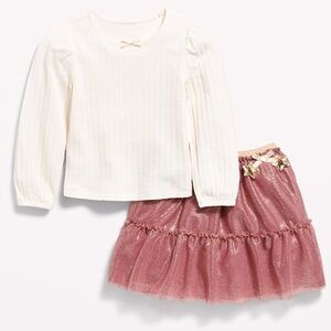 Old Navy Pointelle Shirt And Tutu Skirt 2pc Set Toddler Girl 4t